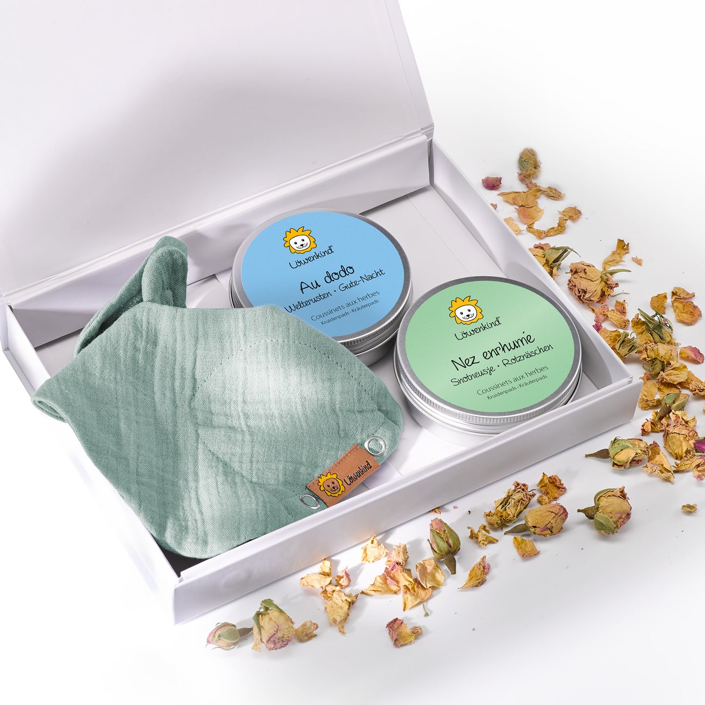 Set cadeau foulard «Mini» avec Nez enrhumé et Au dodo